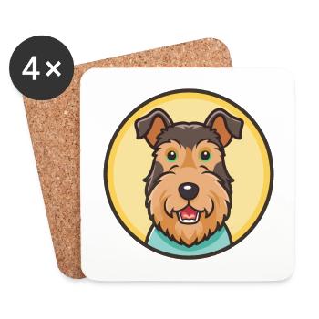 Welsh Terrier Hund Rasse Cartoon Kawaii Clipart Haustier - Untersetzer (4er-Set) - Weiß - Vorne