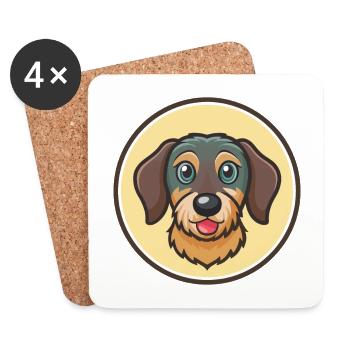 Wirehaired Dachshund Dog Breed Cartoon Kawaii Pet - Coasters (set of 4) - white - Front
