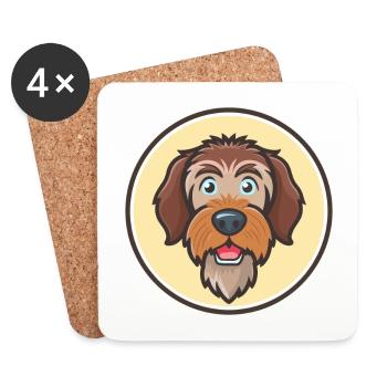 Drahthaar Pointing Griffon Hund Rasse Cartoon Haustier - Untersetzer (4er-Set) - Weiß - Vorne