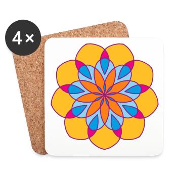 Yoga Mandala Sun Meditation om Namaste Shanti - Coasters (set of 4) - white - Front