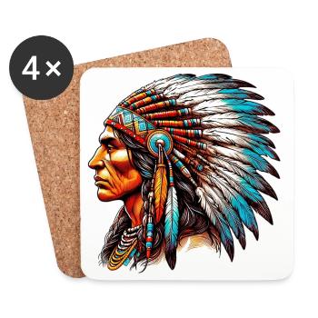 Amérindien Américain - Dessous de verre (lot de 4) - blanc - Devant