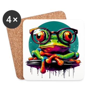 Grenouille - Dessous de verre (lot de 4) - blanc - Devant