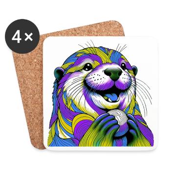 Otter - Untersetzer (4er-Set) - Weiß - Vorne