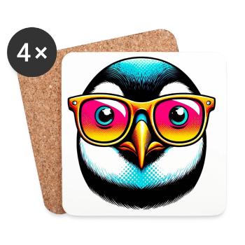 Pingouin avec des lunettes de soleil - Dessous de verre (lot de 4) - blanc - Devant