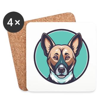 Africanis Hund Rasse Cartoon Kawaii Clipart Tier - Untersetzer (4er-Set) - Weiß - Vorne