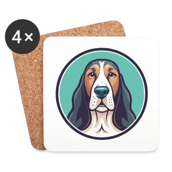 Basset Bleu De Gascogne Hunderasse Karikatur Kawaii - Untersetzer (4er-Set) - Weiß - Vorne