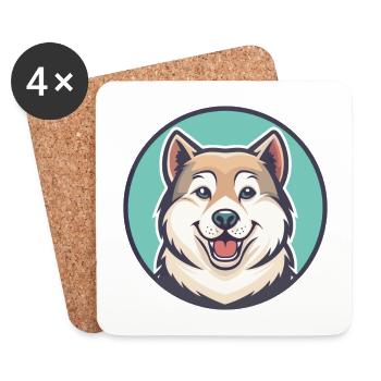 Akbash Dog Breed Cartoon Kawaii Clipart Animal Pet - Coasters (set of 4) - white - Front