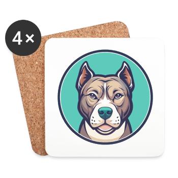 American Pitbull Terrier Dog Breed Cartoon Kawaii - Coasters (set of 4) - white - Front