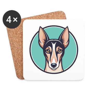 Azawakh Dog Breed Cartoon Character Kawaii Clipart - Coasters (set of 4) - white - Front