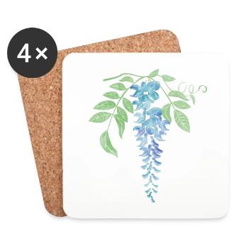 Wild Blue Wisteria Illustration - Coasters (set of 4) - white - Front