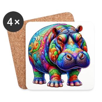 Hippopotamus - Coasters (set of 4) - white - Front