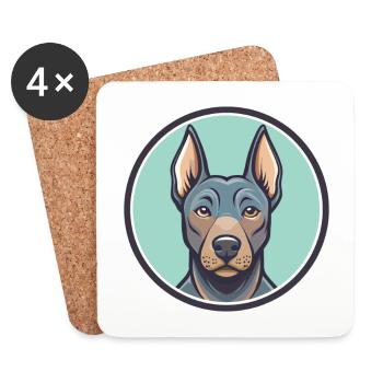 Blau Thai Ridgeback Hund Rasse Lustig Karikatur Kawaii - Untersetzer (4er-Set) - Weiß - Vorne