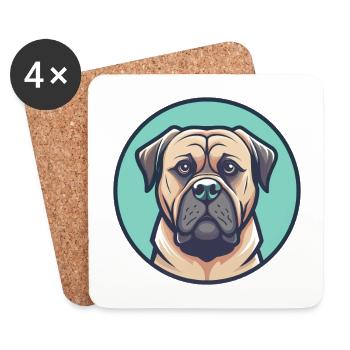 Boerboel Hunderasse Bunte Karikatur Kawaii Clipart - Untersetzer (4er-Set) - Weiß - Vorne