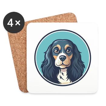 Blue Picardy Spaniel Dog Breed Cartoon Kawaii Pet - Coasters (set of 4) - white - Front