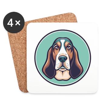 Blue Gascony Basset Dog Breed Funny Cartoon Kawaii - Coasters (set of 4) - white - Front