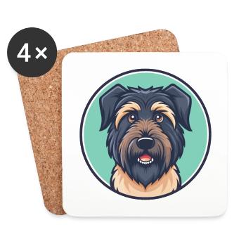 Bouvier des Ardennes Chien Race Dessin Animé Kawaii Pet - Dessous de verre (lot de 4) - blanc - Devant
