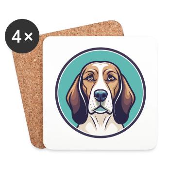Bulgarischer Windhund Rasse Karikatur Kawaii Clipart - Untersetzer (4er-Set) - Weiß - Vorne