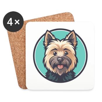 Cairn Terrier Chien Race Dessin animé Kawaii Clipart Animal de compagnie - Dessous de verre (lot de 4) - blanc - Devant
