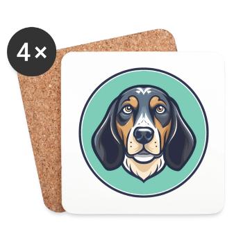 Bluetick Coonhound Chien Race Dessin animé Kawaii - Dessous de verre (lot de 4) - blanc - Devant