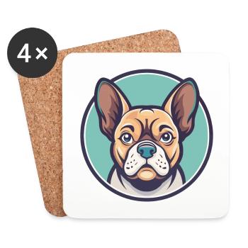Braque Auvergne Dog Breed Cartoon Kawaii Clipart - Coasters (set of 4) - white - Front