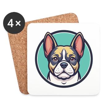 Ca De Bou Dog Breed Cartoon Kawaii Clipart Animal - Coasters (set of 4) - white - Front