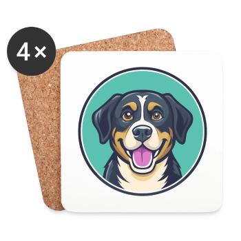 Can De Chira Chien Race Dessin animé Kawaii Clipart Animal de compagnie - Dessous de verre (lot de 4) - blanc - Devant