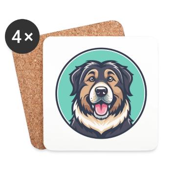 Caucasien Ovcharka Chien Race Dessin Animé Kawaii - Dessous de verre (lot de 4) - blanc - Devant
