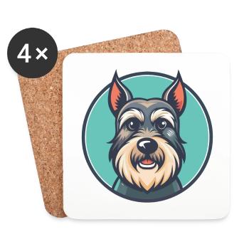 Cesky Terrier Hunderasse Cartoon Kawaii Clipart Haustier - Untersetzer (4er-Set) - Weiß - Vorne