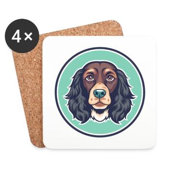Boykin Spaniel Chien Race Dessin animé Kawaii Clipart - Dessous de verre (lot de 4) - blanc - Devant