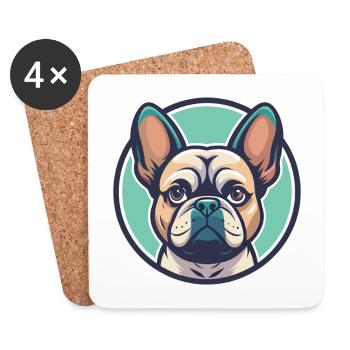 Braque Francais Dog Breed Cartoon Kawaii Clipart - Coasters (set of 4) - white - Front