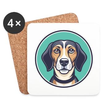 Kanarischer Warren Hound Hunderasse Cartoon Kawaii Haustier - Untersetzer (4er-Set) - Weiß - Vorne