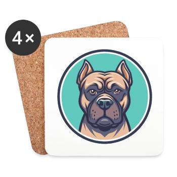 Cane Corso Chien Race Dessin animé Kawaii Clipart Animal - Dessous de verre (lot de 4) - blanc - Devant