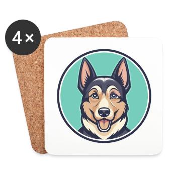Cao De Gado Transmontano Race Chien Dessin Animé Kawaii - Dessous de verre (lot de 4) - blanc - Devant