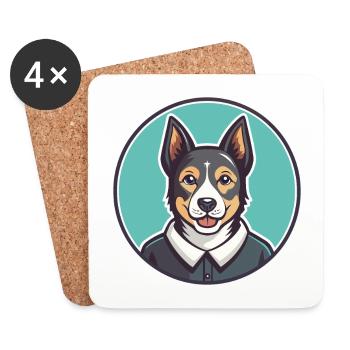 Cesky Strakaty Pes Dog Breed Cartoon Kawaii - Coasters (set of 4) - white - Front