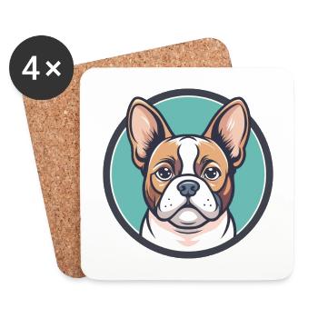 Chien Francais Blanc Et Orange Dog Breed Cartoon - Coasters (set of 4) - white - Front