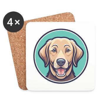 Chesapeake Bay Retriever Chien Race Dessin animé Kawaii - Dessous de verre (lot de 4) - blanc - Devant