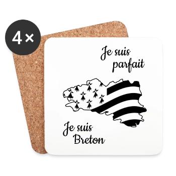 Je suis parfait, je suis breton - Dessous de verre (lot de 4) - blanc - Devant