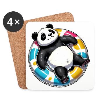 Ein relaxter Panda auf einem Schwimmreifen - Untersetzer (4er-Set) - Weiß - Vorne