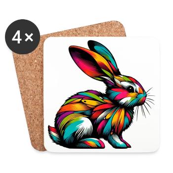 Lapin - Dessous de verre (lot de 4) - blanc - Devant