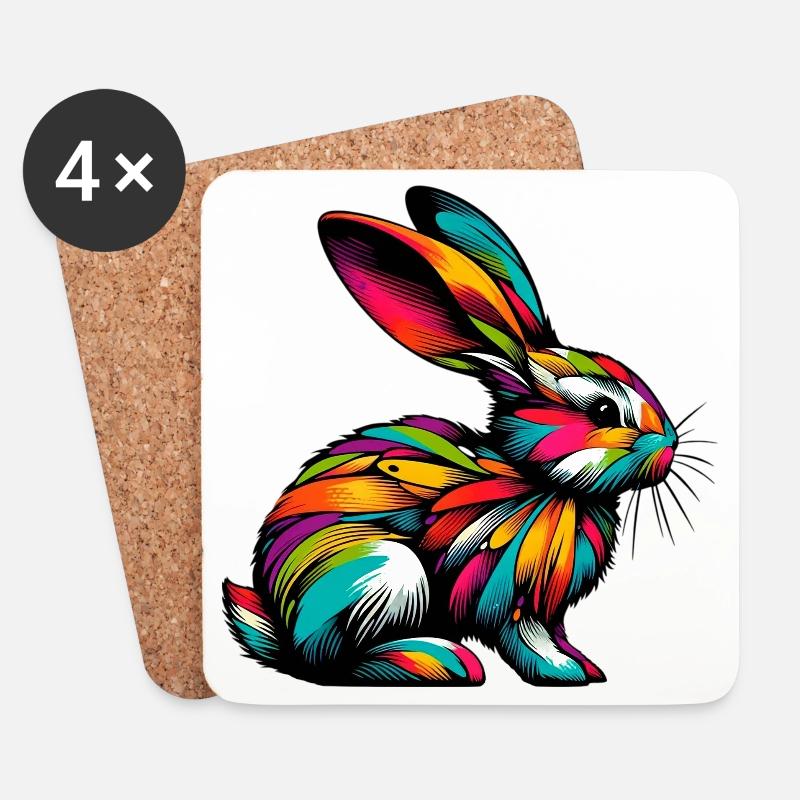 Kaninchen - Untersetzer (4er-Set) - Weiß