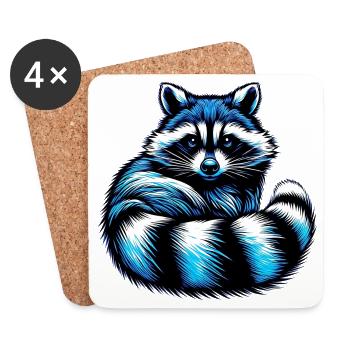 Waschbär - Untersetzer (4er-Set) - Weiß - Vorne