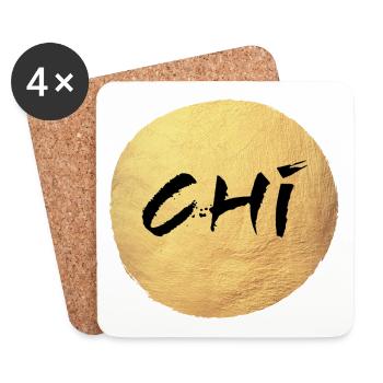 Yoga Kreis Gold Chi Namaste om Shanti deluxe Yogi - Untersetzer (4er-Set) - Weiß - Vorne