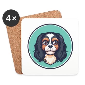 Continental Toy Spaniel Chien Race Dessin Animé Kawaii - Dessous de verre (lot de 4) - blanc - Devant