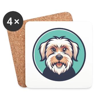 Dandie Dinmont Terrier Dog Breed Cartoon Kawaii - Coasters (set of 4) - white - Front