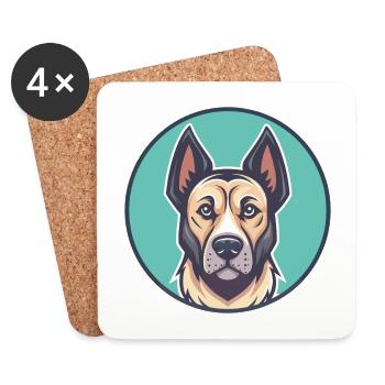Cimarron Uruguayo Chien Race Dessin animé Kawaii Clipart - Dessous de verre (lot de 4) - blanc - Devant