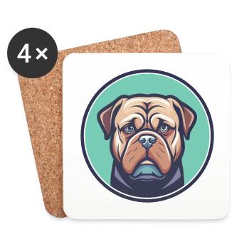 Dogge De Bordeaux Hunderasse Cartoon Kawaii Clipart - Untersetzer (4er-Set) - Weiß - Vorne