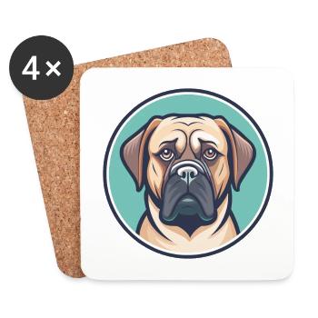 Dogue Brasileiro Chien Race Dessin animé Kawaii Clipart - Dessous de verre (lot de 4) - blanc - Devant