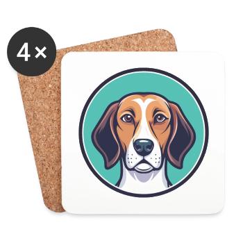 English Foxhound Dog Breed Cartoon Kawaii Clipart - Coasters (set of 4) - white - Front
