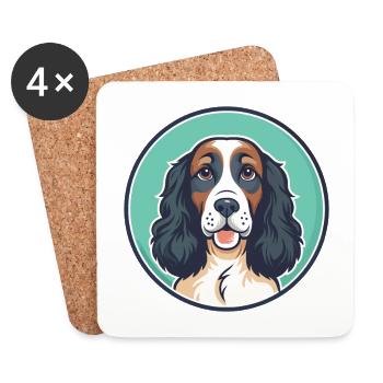 English Springer Spaniel Hunderasse Karikatur Kawaii - Untersetzer (4er-Set) - Weiß - Vorne