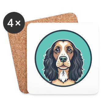Field Spaniel Hund Rasse Cartoon Kawaii Clipart Haustier - Untersetzer (4er-Set) - Weiß - Vorne